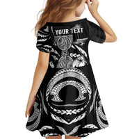 Personalised Guam Liberation Day Kid Short Sleeve Dress Black White Latte Stone Tribal Patterns