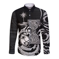 Personalised Guam Liberation Day Long Sleeve Button Shirt Black White Latte Stone Tribal Patterns DT05 Unisex Black - Polynesian Pride