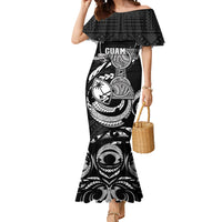 Personalised Guam Liberation Day Mermaid Dress Black White Latte Stone Tribal Patterns