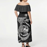 Personalised Guam Liberation Day Off Shoulder Maxi Dress Black White Latte Stone Tribal Patterns DT05 - Polynesian Pride