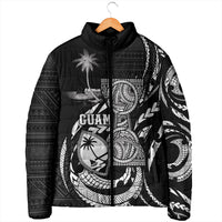 Personalised Guam Liberation Day Padded Jacket Black White Latte Stone Tribal Patterns