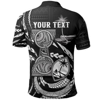 Personalised Guam Liberation Day Polo Shirt Black White Latte Stone Tribal Patterns DT05 - Polynesian Pride