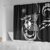 Guam Liberation Day Shower Curtain Black White Latte Stone Tribal Patterns
