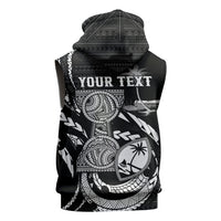 Personalised Guam Liberation Day Sleeveless Hoodie Black White Latte Stone Tribal Patterns