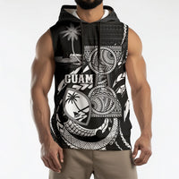 Personalised Guam Liberation Day Sleeveless Hoodie Black White Latte Stone Tribal Patterns
