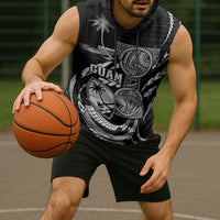 Personalised Guam Liberation Day Sleeveless Hoodie Black White Latte Stone Tribal Patterns