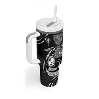 Personalised Guam Liberation Day Tumbler With Handle Black White Latte Stone Tribal Patterns