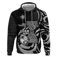 Personalised Guam Liberation Day Zip Hoodie Black White Latte Stone Tribal Patterns