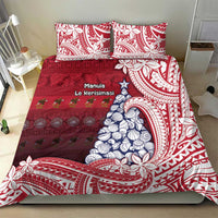 American Samoa Christmas Bedding Set Seashell Xmas Tree Tribal Waves - Polynesian Pride