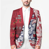 American Samoa Christmas Blazer Seashell Xmas Tree Tribal Waves - Polynesian Pride