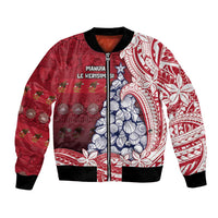 American Samoa Christmas Bomber Jacket Seashell Xmas Tree Tribal Waves - Polynesian Pride