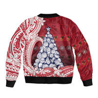 American Samoa Christmas Bomber Jacket Seashell Xmas Tree Tribal Waves - Polynesian Pride