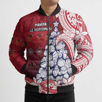 American Samoa Christmas Bomber Puffer Jacket Seashell Xmas Tree Tribal Waves - Polynesian Pride