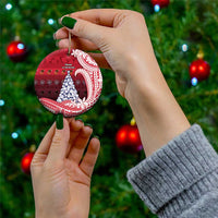 American Samoa Christmas Ceramic Ornament Seashell Xmas Tree And Waves Patterns - Polynesian Pride
