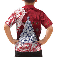 American Samoa Christmas Family Matching Puletasi and Hawaiian Shirt Seashell Xmas Tree Tribal Waves - Polynesian Pride