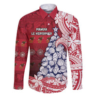 American Samoa Christmas Family Matching Puletasi and Hawaiian Shirt Seashell Xmas Tree Tribal Waves - Polynesian Pride