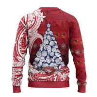 American Samoa Christmas Ugly Christmas Sweater Seashell Xmas Tree And Waves Patterns - Polynesian Pride