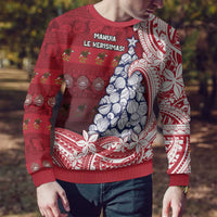 American Samoa Christmas Ugly Christmas Sweater Seashell Xmas Tree And Waves Patterns - Polynesian Pride