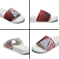 American Samoa Christmas Slide Sandals Seashell Xmas Tree Tribal Waves - Polynesian Pride