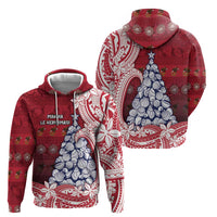 American Samoa Christmas Zip Hoodie Seashell Xmas Tree Tribal Waves - Polynesian Pride