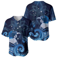 New Zealand Matariki Baseball Jersey Maori Tui Bird Blue Galaxy