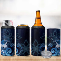New Zealand Matariki 4 in 1 Can Cooler Tumbler Maori Tui Bird Blue Galaxy