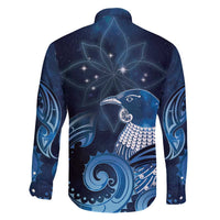 New Zealand Matariki Family Matching Puletasi and Hawaiian Shirt Maori Tui Bird Blue Galaxy