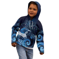 New Zealand Matariki Kid Hoodie Maori Tui Bird Blue Galaxy
