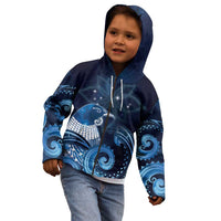 New Zealand Matariki Kid Hoodie Maori Tui Bird Blue Galaxy