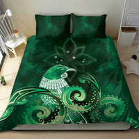New Zealand Matariki Bedding Set Maori Tui Bird Green Galaxy
