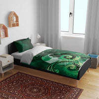New Zealand Matariki Bedding Set Maori Tui Bird Green Galaxy