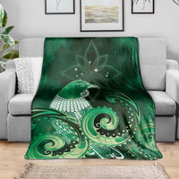 New Zealand Matariki Blanket Maori Tui Bird Green Galaxy
