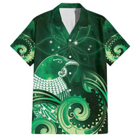 New Zealand Matariki Family Matching Puletasi and Hawaiian Shirt Maori Tui Bird Green Galaxy