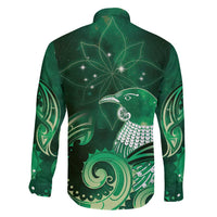 New Zealand Matariki Family Matching Puletasi and Hawaiian Shirt Maori Tui Bird Green Galaxy