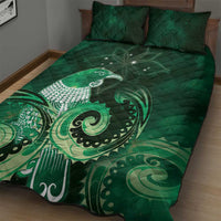New Zealand Matariki Quilt Bed Set Maori Tui Bird Green Galaxy