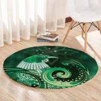 New Zealand Matariki Round Carpet Maori Tui Bird Green Galaxy