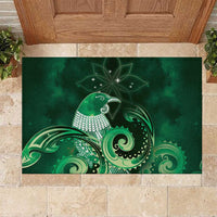 New Zealand Matariki Rubber Doormat Maori Tui Bird Green Galaxy