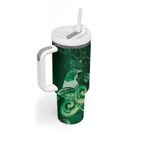 New Zealand Matariki Tumbler With Handle Maori Tui Bird Green Galaxy