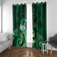 New Zealand Matariki Window Curtain Maori Tui Bird Green Galaxy