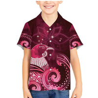 New Zealand Matariki Family Matching Mermaid Dress and Hawaiian Shirt Maori Tui Bird Magenta Galaxy