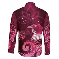 New Zealand Matariki Family Matching Puletasi and Hawaiian Shirt Maori Tui Bird Magenta Galaxy