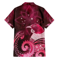 New Zealand Matariki Family Matching Summer Maxi Dress and Hawaiian Shirt Maori Tui Bird Magenta Galaxy