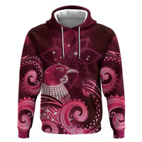 New Zealand Matariki Hoodie Maori Tui Bird Magenta Galaxy