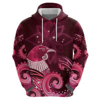New Zealand Matariki Hoodie Maori Tui Bird Magenta Galaxy