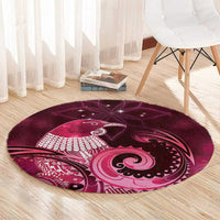 New Zealand Matariki Round Carpet Maori Tui Bird Magenta Galaxy