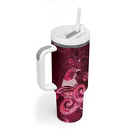 New Zealand Matariki Tumbler With Handle Maori Tui Bird Magenta Galaxy