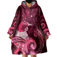 New Zealand Matariki Wearable Blanket Hoodie Maori Tui Bird Magenta Galaxy