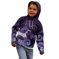 New Zealand Matariki Kid Hoodie Maori Tui Bird Purple Galaxy