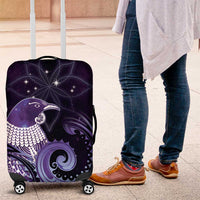 New Zealand Matariki Luggage Cover Maori Tui Bird Purple Galaxy DT05 Purple - Polynesian Pride