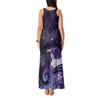 New Zealand Matariki Tank Maxi Dress Maori Tui Bird Purple Galaxy